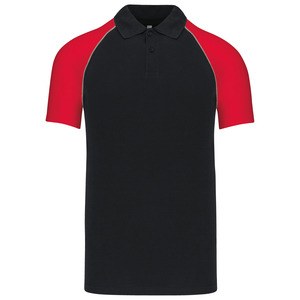 Kariban K226 - Zweifarbiges Baseball Poloshirt Schwarz / Rot