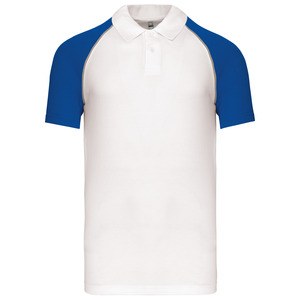 Kariban K226 - Zweifarbiges Baseball Poloshirt White/Royal Blue