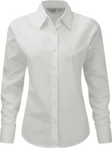Russell Collection RU932F - Ladies` Oxford Bluse LA Weiß