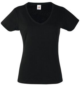 Fruit of the Loom SS047 - T-Shirt mit V-Ausschnitt für Frauen Schwarz