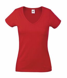 Fruit of the Loom SS047 - T-Shirt mit V-Ausschnitt für Frauen Rot