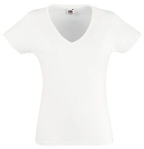 Fruit of the Loom SS047 - T-Shirt mit V-Ausschnitt für Frauen Weiß