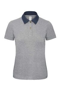 B&C B803F - Damen Poloshirt Kurzarm Denim/ Heather Grey