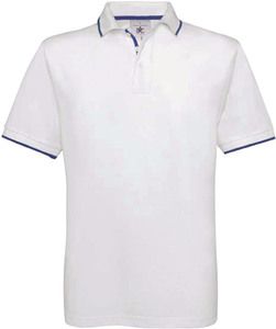 B&C CGPU413 - Poloshirt Herren Safran Sport White / Royal Blue