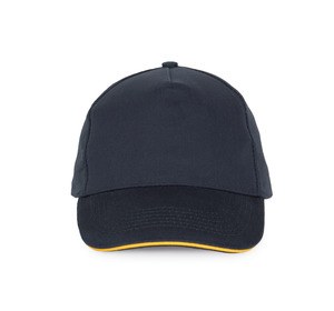 K-up KP124 - 5-Panel Cap mit Sandwichschirm Navy / Yellow