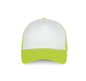 K-up KP111 - Trucker Netzkappe 5-Panel White / Fluorescent Yellow