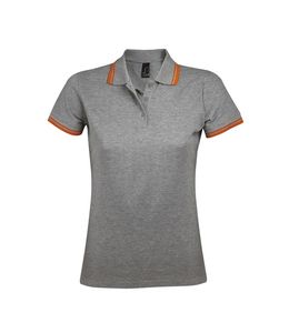 SOL'S 00578 - Damen Poloshirt Kurzarm Pasadena Grey Melange / Orange