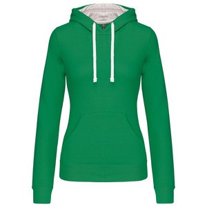 Kariban K465 - Damen Sweatshirt mit Kapuze in Kontrastfarbe Light Kelly Green / White