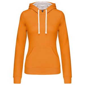 Kariban K465 - Damen Sweatshirt mit Kapuze in Kontrastfarbe Orange / White