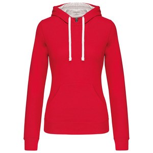 Kariban K465 - Damen Sweatshirt mit Kapuze in Kontrastfarbe Red / White