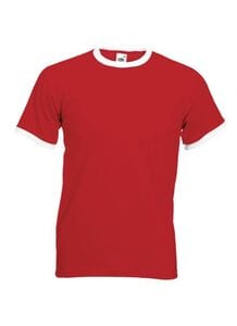 Fruit of the Loom SC245 - Herren Ringer T-Shirt aus 100% Baumwolle Red/White