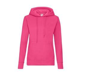 Fruit of the Loom SC269 - Frauen Hoodie mit Känguru-Tasche Fuchsie