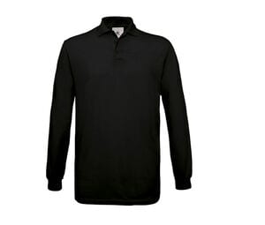 B&C BC425 - Langarm-Poloshirt aus 100% Baumwolle Schwarz