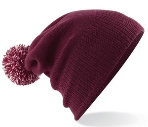 Beechfield BF450 - Mütze mit Pom Pom Burgundy / Off White