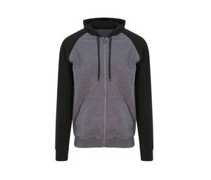 AWDIS JUST HOODS JH063 - Baseball-Sweatshirt mit Reißverschluss Charcoal/ Black