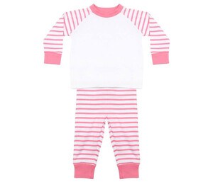 Larkwood LW072 - Gestreifter Kinderpyjama Pink Stripe / White