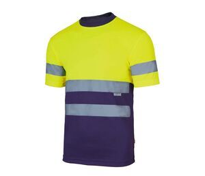 VELILLA V5506 - Zwei-Ton-T-Shirt mit hoher Sichtbarkeit Fluo Yellow / Navy