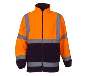 Yoko YKK08 - Dicke High Visibility Fleece-Jacke Hi Vis Orange/Navy