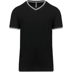 Kariban K374 - T-Shirt aus Piqué-Trikot mit V-Ausschnitt für Herren Black/ Light Grey/ White