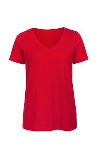 B&C CGTW045 - Ladies' Organic Inspire Cotton V-neck T-shirt Rot