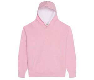 AWDIS JH03J - Kinder -Sweatshirt mit kontrastierender Kapuze Baby Pink / Arctic White
