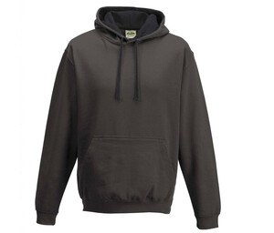 AWDIS JH003 - Kontrast-Hoodie Charcoal/ Jet Black