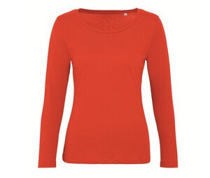 B&C BC071 - Damen Langarm T-Shirt 100% Bio-Baumwolle Fire Red
