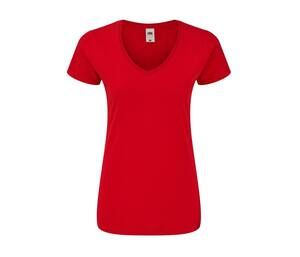 Fruit of the Loom SC155 - Frauen V-Ausschnitt T-Shirt Red