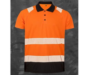 Result RS501X - Polo -Hemd mit hoher Sichtbarkeit im recycelten Polyester Fluorescent Orange/ Black
