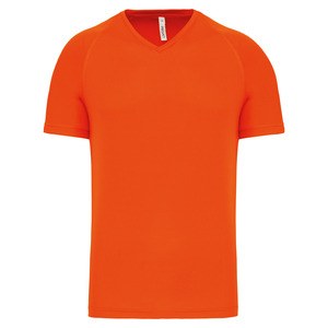 PROACT PA476 - Herren Kurzarm-Sportshirt mit V-Ausschnitt Fluorescent Orange