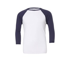 Bella+Canvas BE3200 - Baseball-T-Shirt mit 3/4 Ärmeln Weiß / Navy