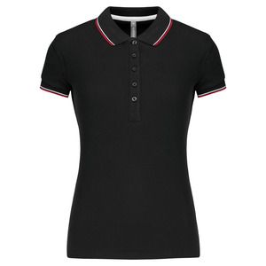 Kariban K251 - Damen Kurzarm Pique Poloshirt Black / Red / White