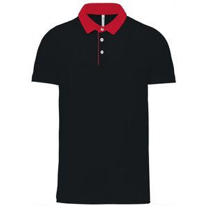 Kariban K260 - Zweifarbiges Jersey-Polohemd für Herren Schwarz / Rot