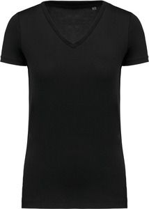 Kariban K3003 - Damen-T-Shirt Supima® mit V-Ausschnitt und kurzen Ärmeln Black