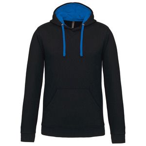 Kariban K446 - BICOLOR KAPUZEN SWEATSHIRT Black / Light Royal Blue