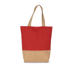 Kimood KI0298 - Shoppingtasche aus Baumwolle verklebten Jutefäden Arandano Red / Natural