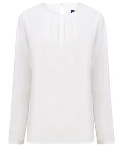 Henbury H598 - Bluse mit langen Ärmeln Weiß