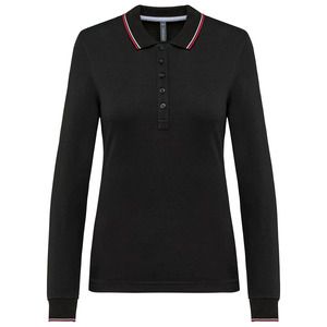 Kariban K281 - Langarm-Polohemd aus Piqué für Damen Black / Red / White