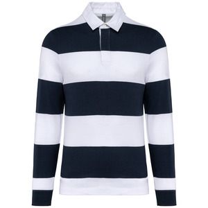 Kariban K285 - Gestreiftes Polohemd mit langen Ärmeln, Unisex Navy / White Stripes