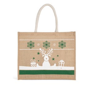 Kimood KI0736 - Einkaufstasche mit Weihnachtsmotiven Natural / White