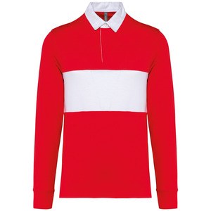 PROACT PA429 - Rugby-Polohemd mit langen Ärmeln Sporty Red / White