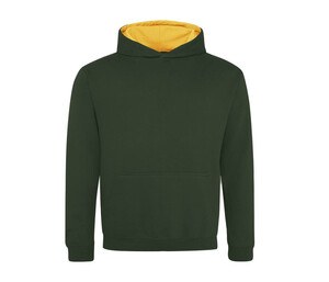 AWDIS JH03J - Kinder -Sweatshirt mit kontrastierender Kapuze Forest Green/ Gold