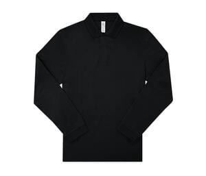 B&C BCU425 - Langärmeliges Poloshirt aus feinem Piqué Black