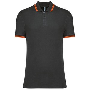 Kariban K272 - Polohemd für Herren mit kurzen Ärmeln und Streifen Dark Grey / Orange