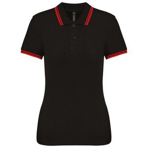 Kariban K273 - Polohemd für Damen mit kurzen Ärmeln und Streifen Schwarz / Rot