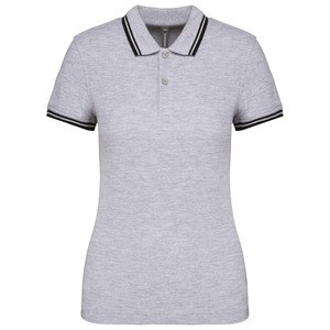 Kariban K273 - Polohemd für Damen mit kurzen Ärmeln und Streifen Oxford Grey/ Black