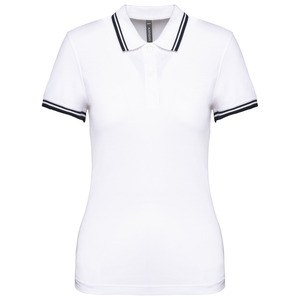 Kariban K273 - Polohemd für Damen mit kurzen Ärmeln und Streifen Weiß / Navy