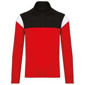 PROACT PA387 - Unisex Trainings-Sweatshirt mit 1/4 Reißverschluss Sporty Red / Black